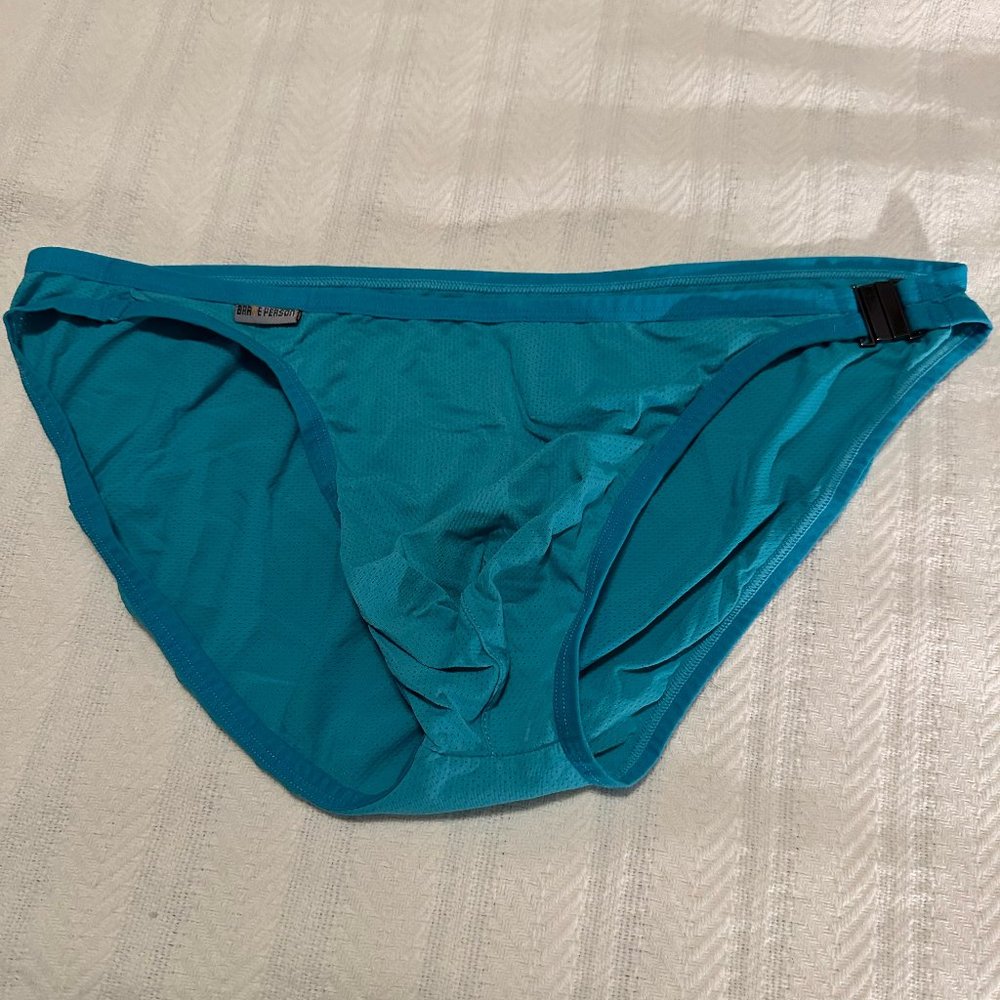 Men's blue underwear with side clips
